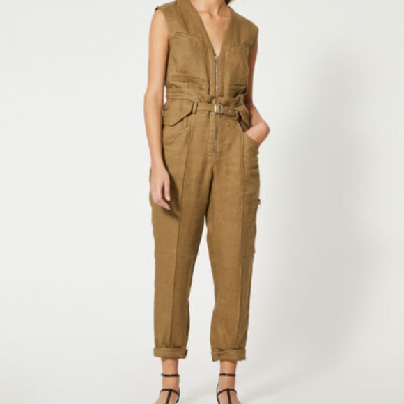 IRO linen blend belted jump suit 38